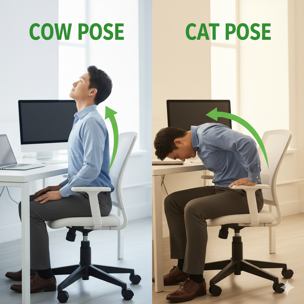 10 Physio Tips to Prevent Back Pain at Your Desk cat adn cow