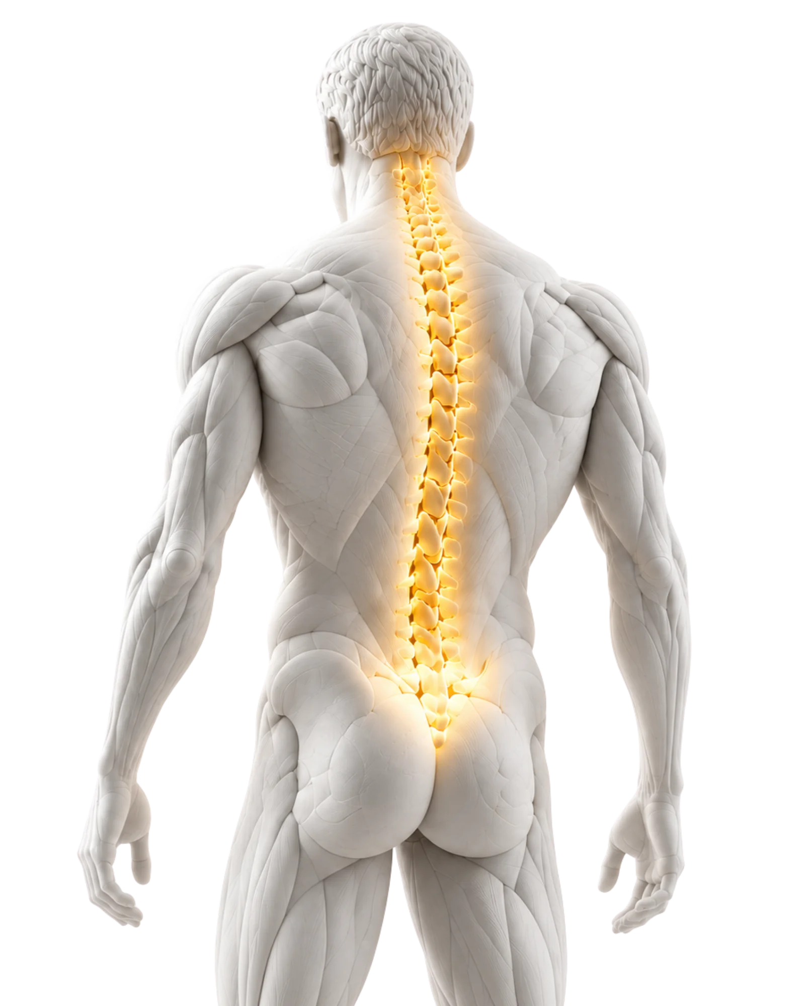 Anatomical Figure with Glowing Spine